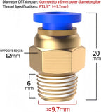 PC6-01, Pneumatic Push-to-Connect Fitting, Air Line Push-to-Connect Fitting, 20-Pack