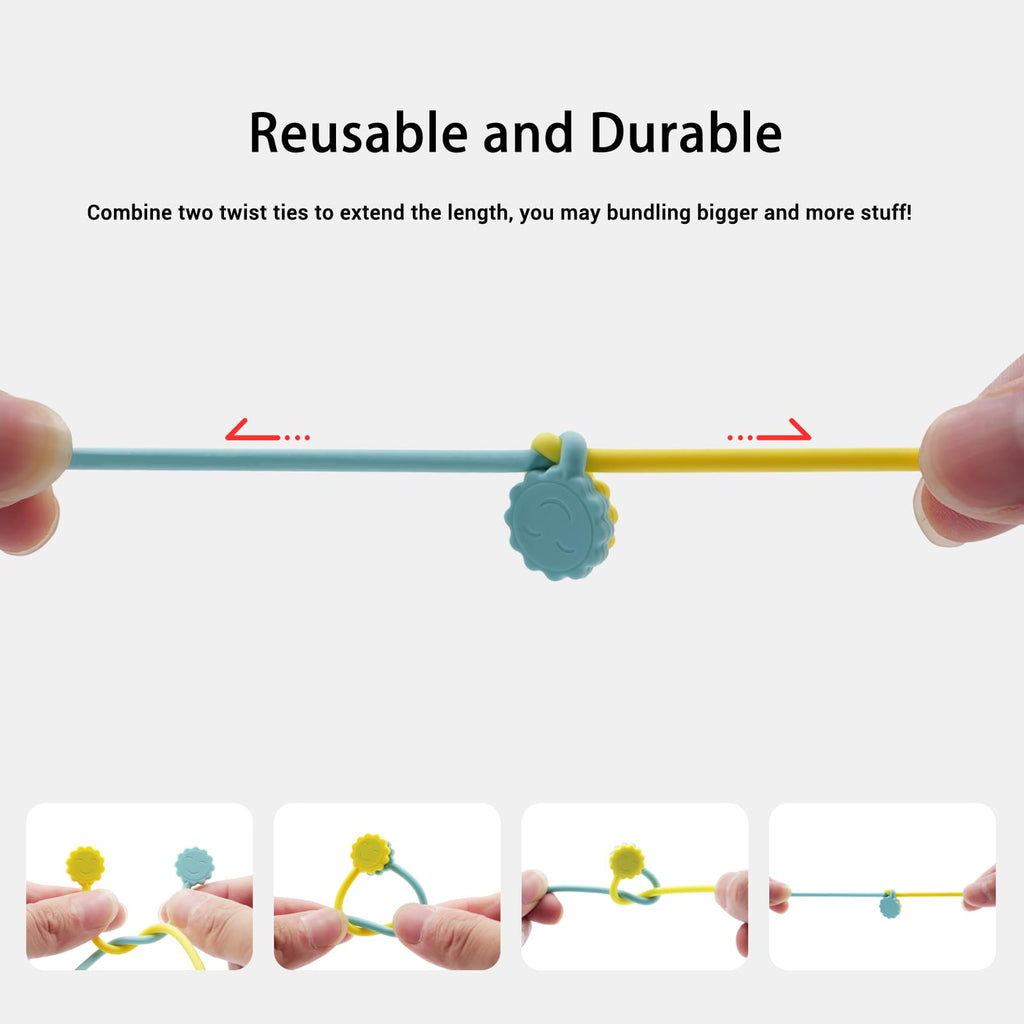 Reusable Silicone Twist Ties, Magnetic Cable Ties 6pcs