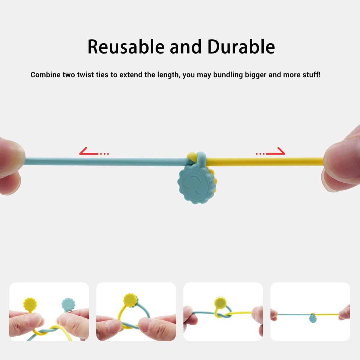 Reusable Silicone Twist Ties, Magnetic Cable Ties 6pcs