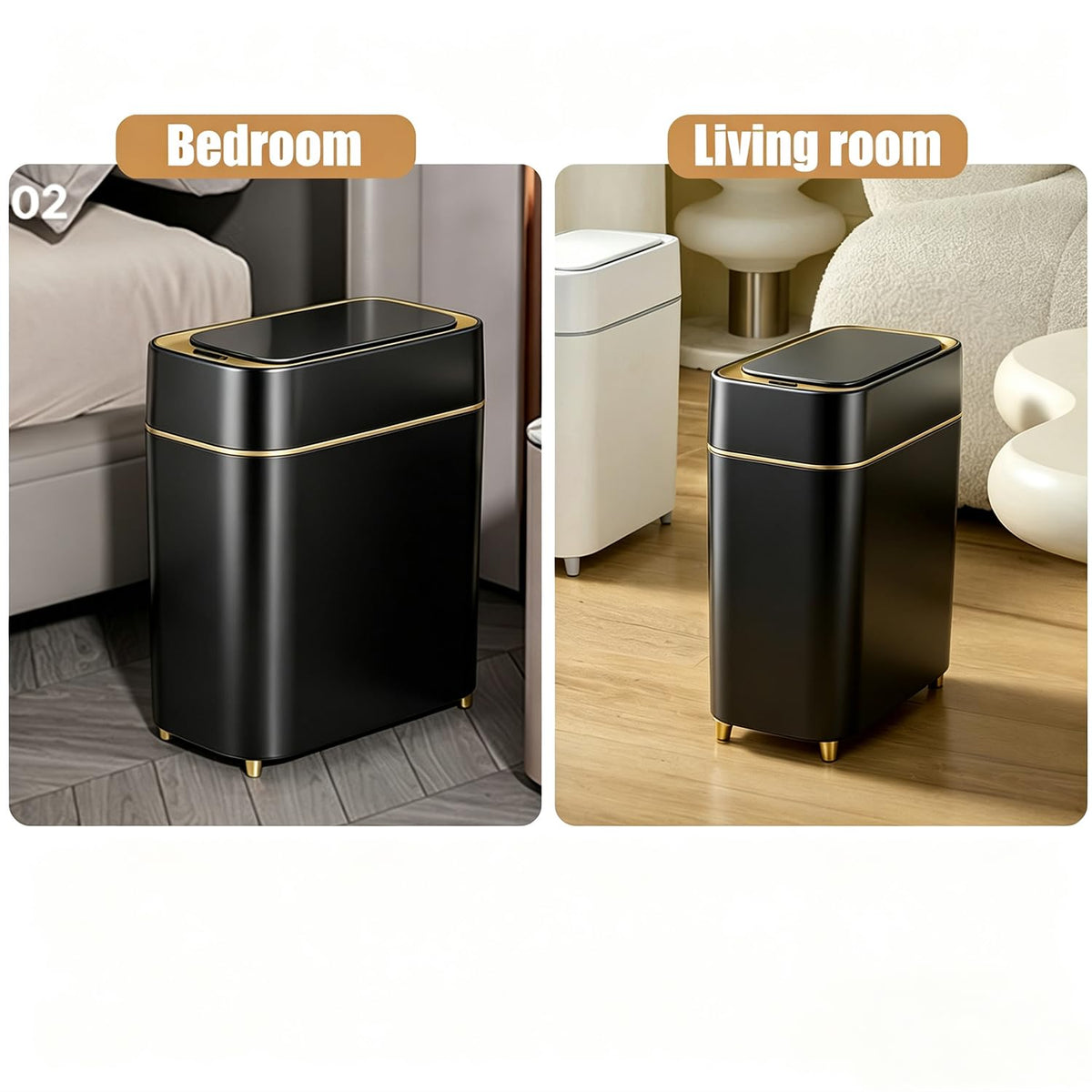 2-Pack - Automatic Trash Cans Touchless - Motion Sensor Bathroom Trash Can