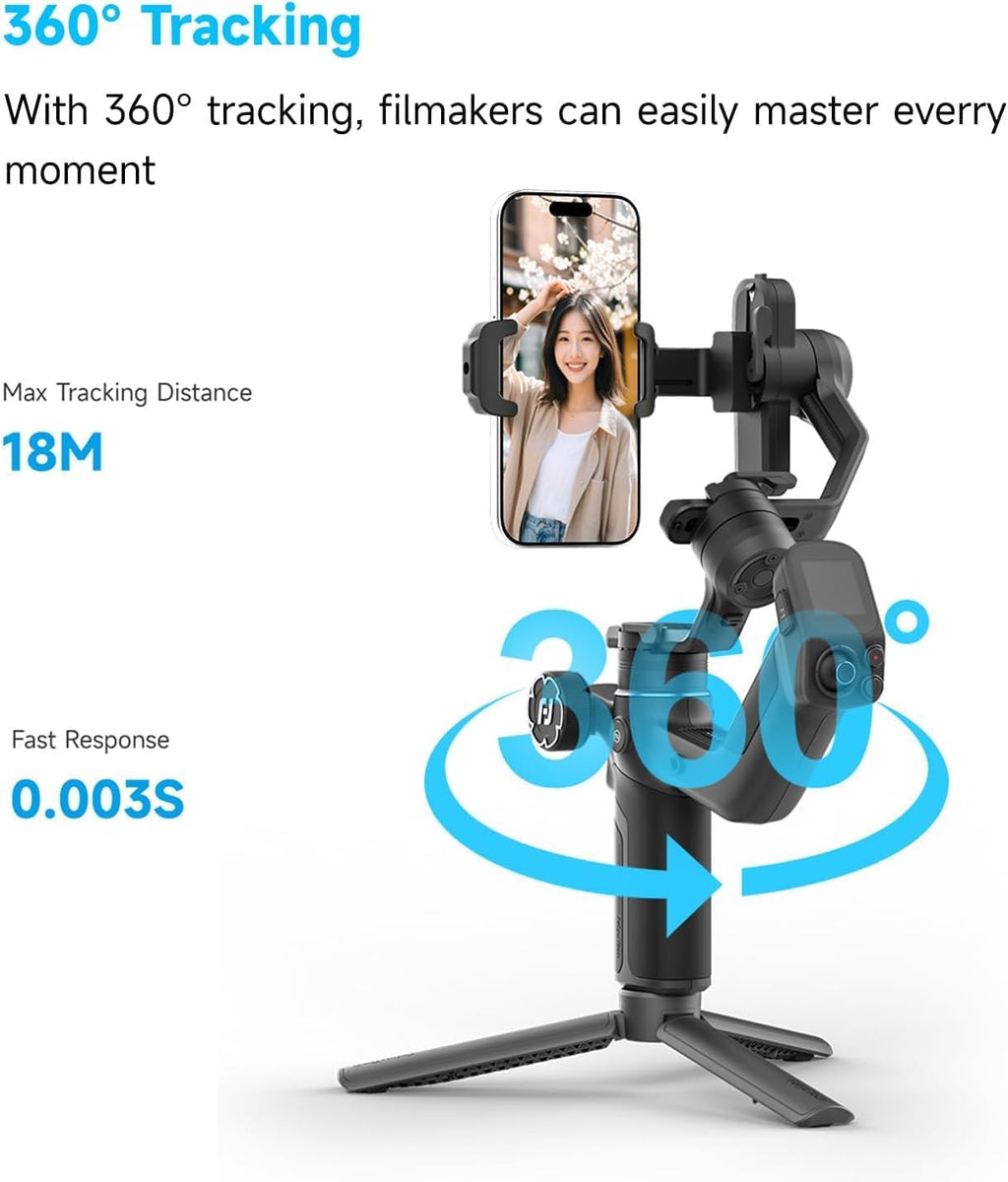 SCORP Mini 3 Combo All-in-One Camera Gimbal with AI Tracking | 3-Axis Stabilizer with vertical shooting, Bluetooth &