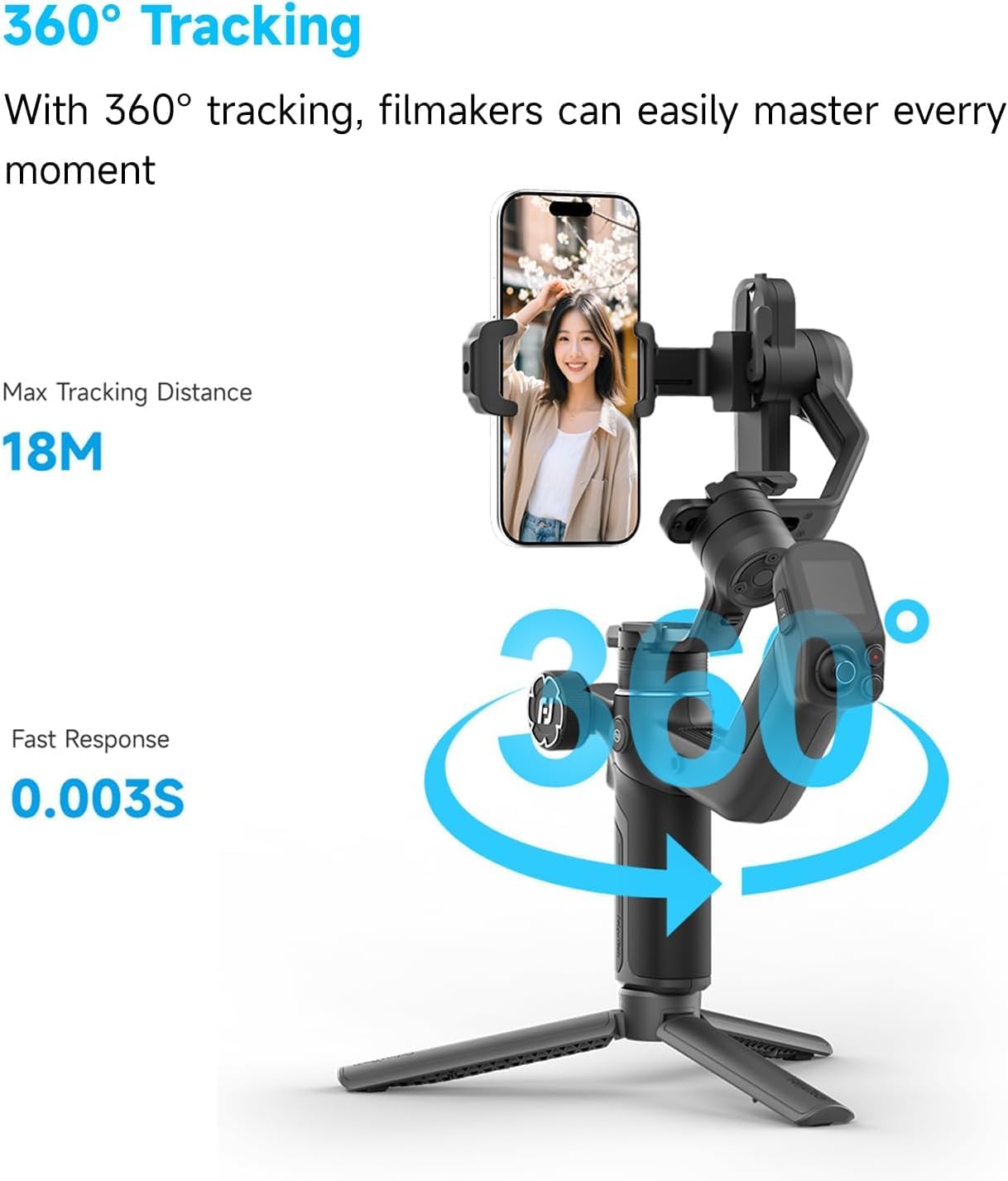 SCORP Mini 3 Combo All-in-One Camera Gimbal with AI Tracking | 3-Axis Stabilizer with vertical shooting, Bluetooth &
