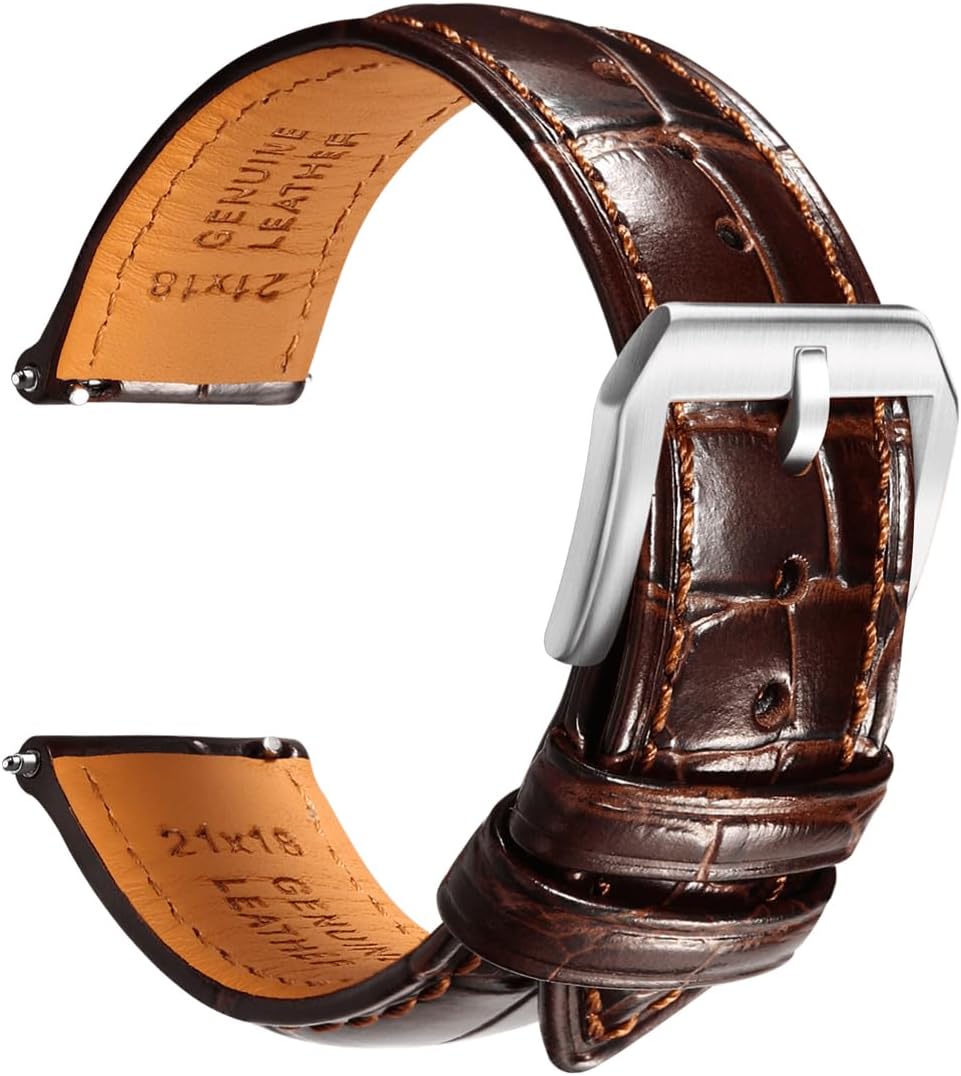 Leather Watch Band for Men, Quick-Release Alligator Grain Embossed | REZERO Watch Bands Replacement | Luxury Style |