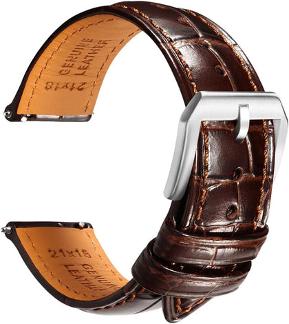 Leather Watch Band for Men, Quick-Release Alligator Grain Embossed | REZERO Watch Bands Replacement | Luxury Style |