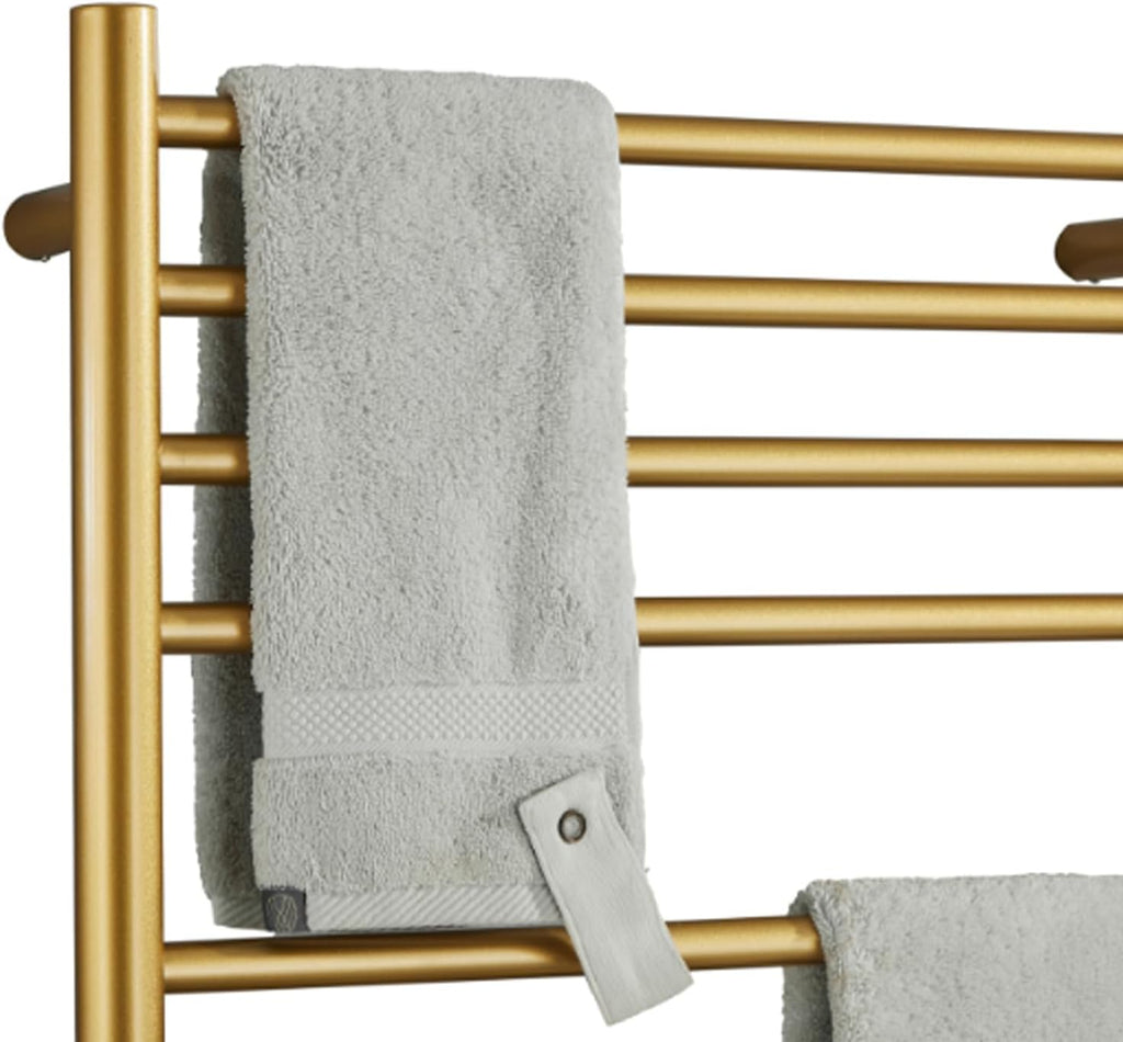 Electric Towel Warmers Radiator with Timer Gold, 140W Wall-Mounted & Freestanding Heated Towel Drying Rack with 11