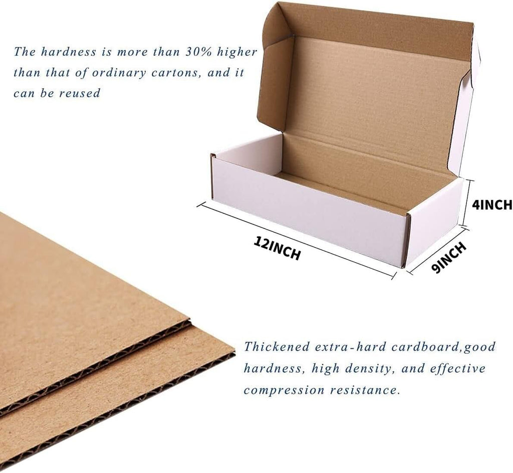 Shipping Boxes, 10Pcs White 12x9x4in Corrugated Cardboard Box