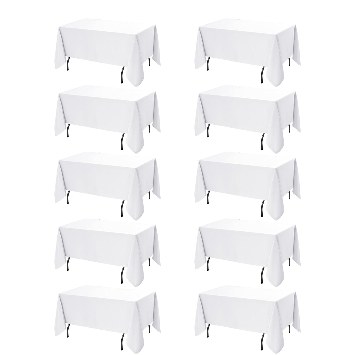 10-Pack White Tablecloths for Rectangle Tables, 60 x 120 Inches