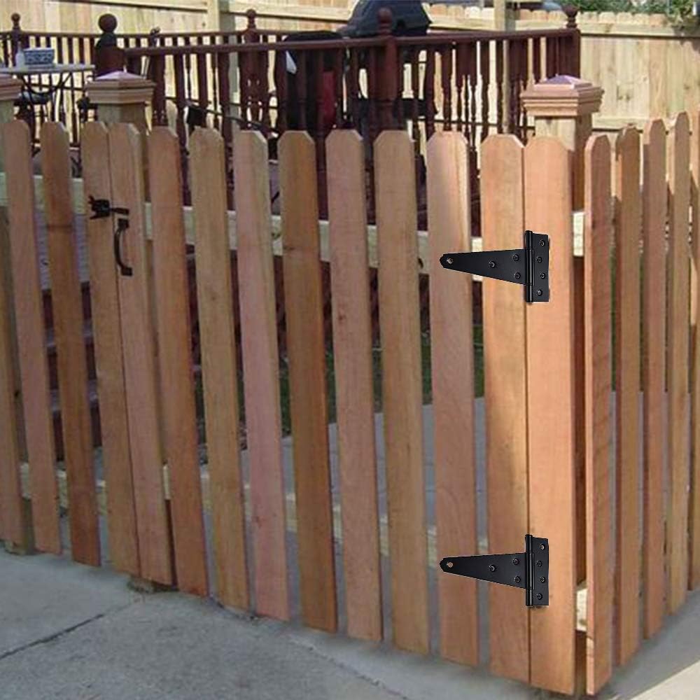 Heavy Duty Gate Hardware Kit,with Self Locking Gate Latch,2 PCS 6inch T-Hinges,1 PC 6.5inch Gate Handle