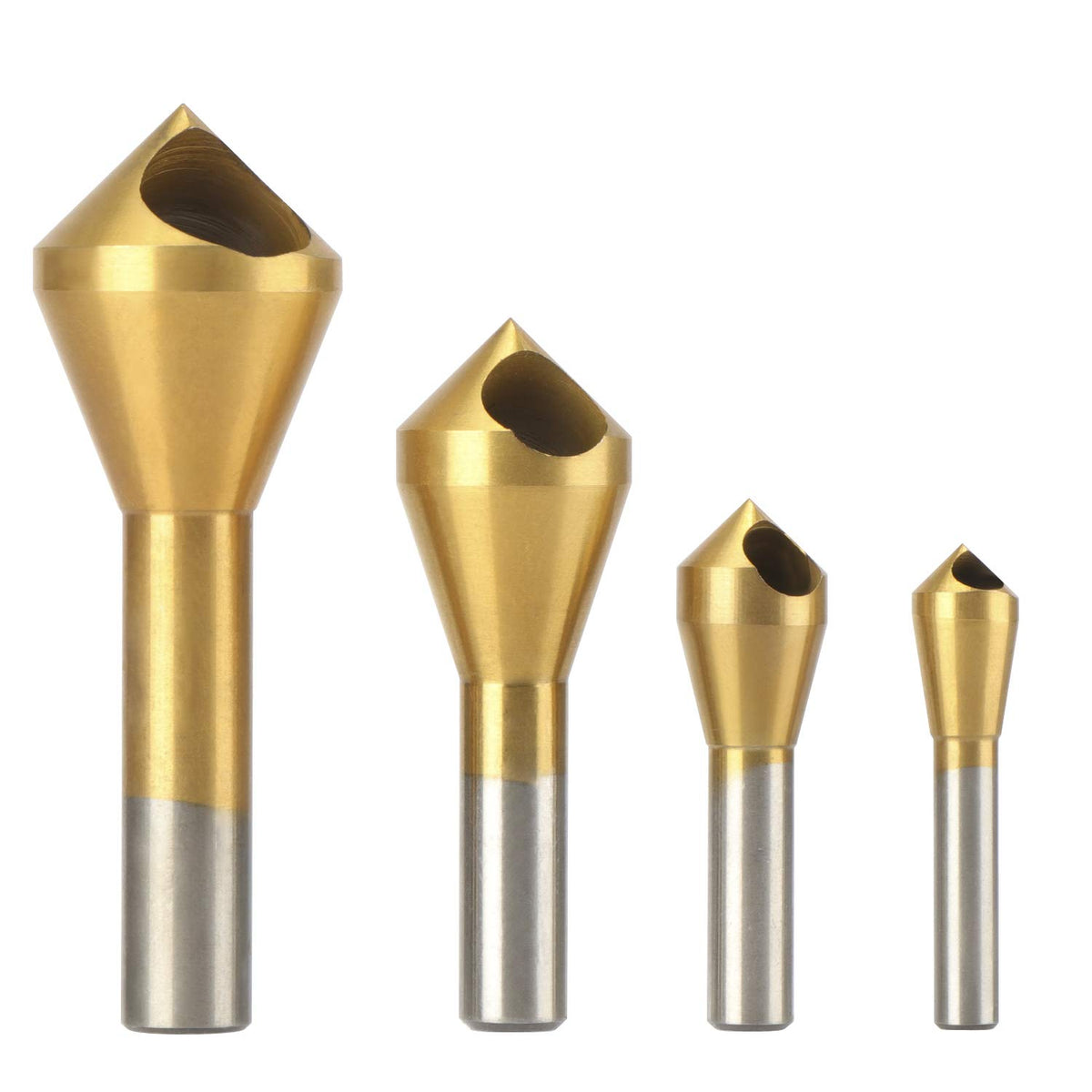 4pcs Titanium Coated Countersink Chamfer Tool Deburring Tool Set