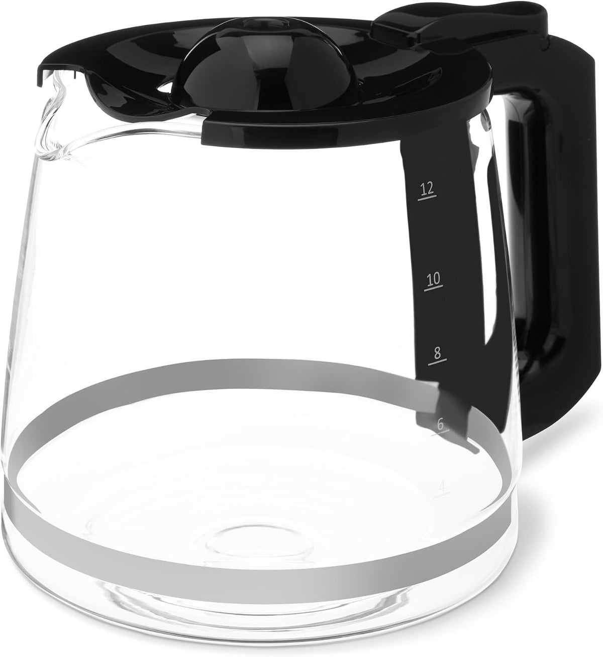 12-Cup Glass Replacement Carafe for Coffee Maker, Comfort-Grip Handle, Dripless Spout, Black，Only for B0D9QDMK9X