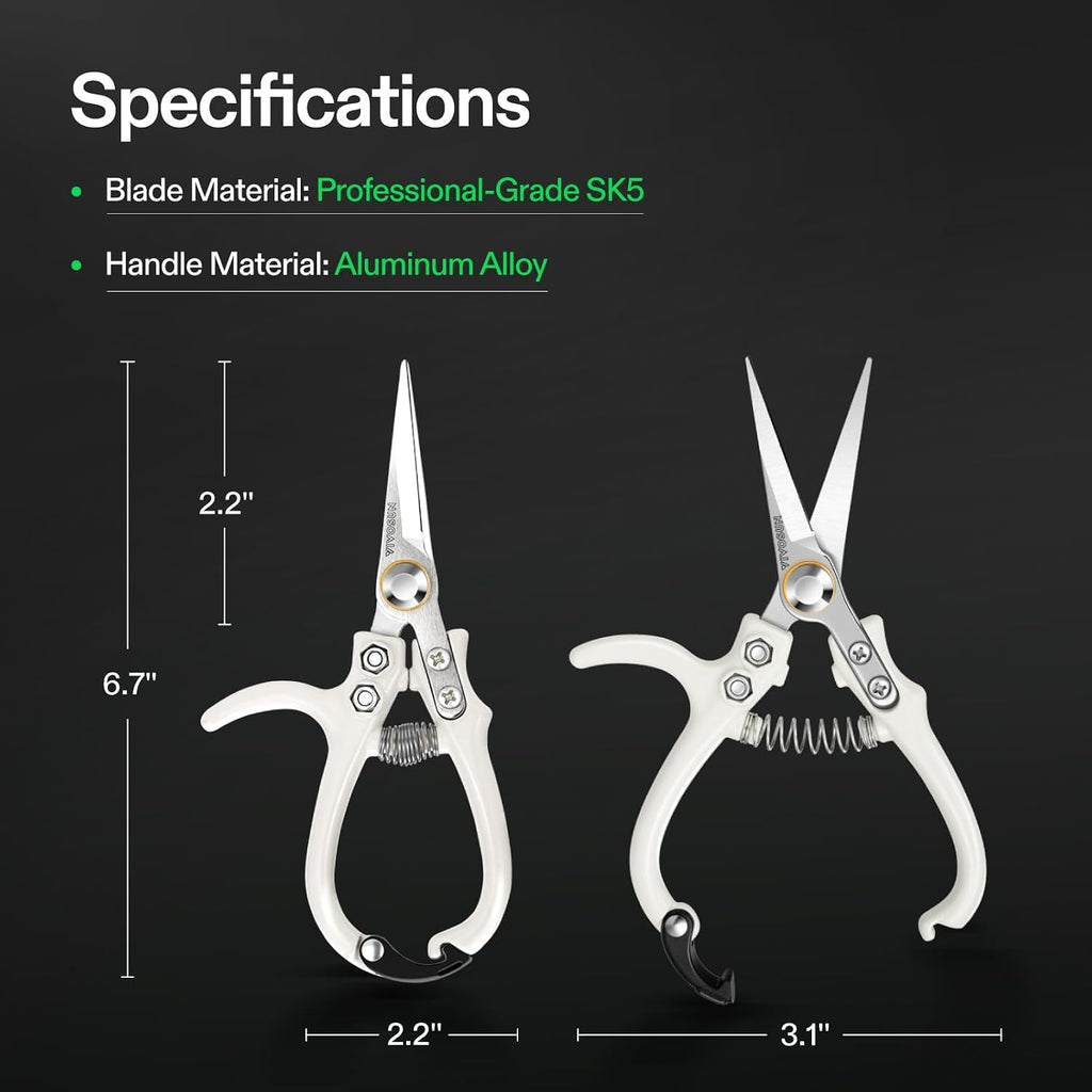 Pruning Shears for Gardening, Q-Shaped Garden Scissors for Plants | Straight Precision Stainless Steel Blades