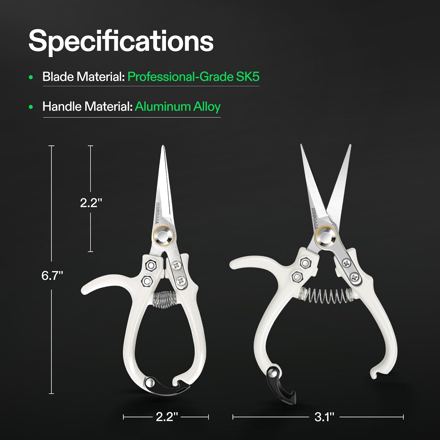 Pruning Shears for Gardening, Q-Shaped Garden Scissors for Plants | Straight Precision Stainless Steel Blades