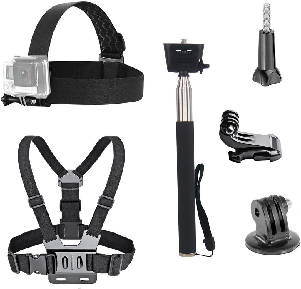 3 in 1 Universal Action Camera Accessories Kit | Head Strap Mount/Chest Harness/Selfie stick Compatible Gopro Hero 13