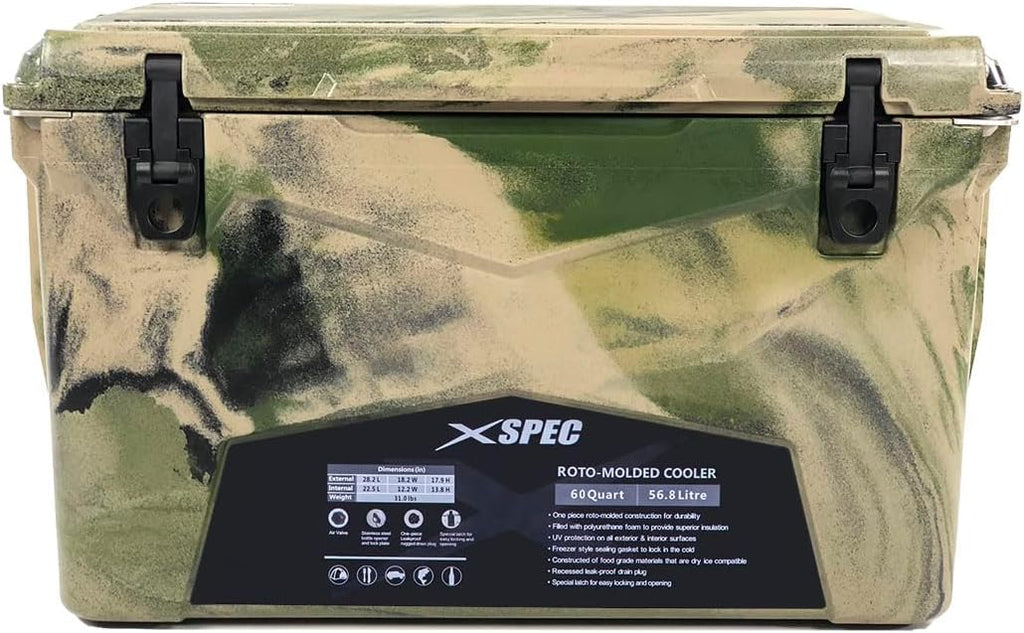 60 Qt XL Roto Molded High Performance Camping Cooler Ice Chest | Extra Large Pro Tough Durable Outdoor Overland