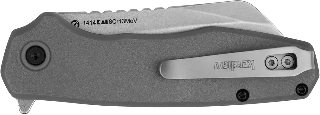Wharf Pocket Knife, Gray, 2.8 Inch Cleaver Blade | EDC with Assisted Opening, Reversible Deep-Carry Pocketclip