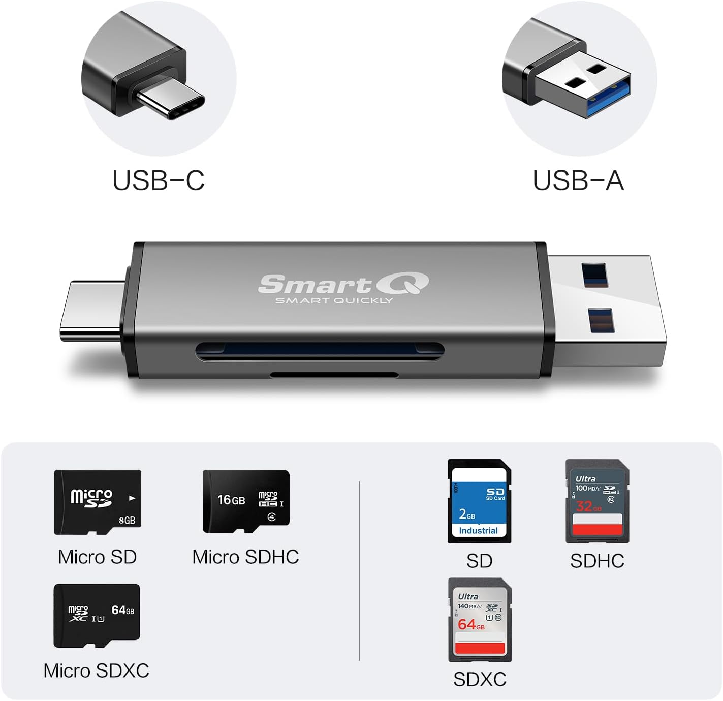 C350 USB C sd card reader and USB 3.0 Super Speed Memory Card adapter for MicroSDXC and SDHC Card, SD, SDXC, SDHC, SD