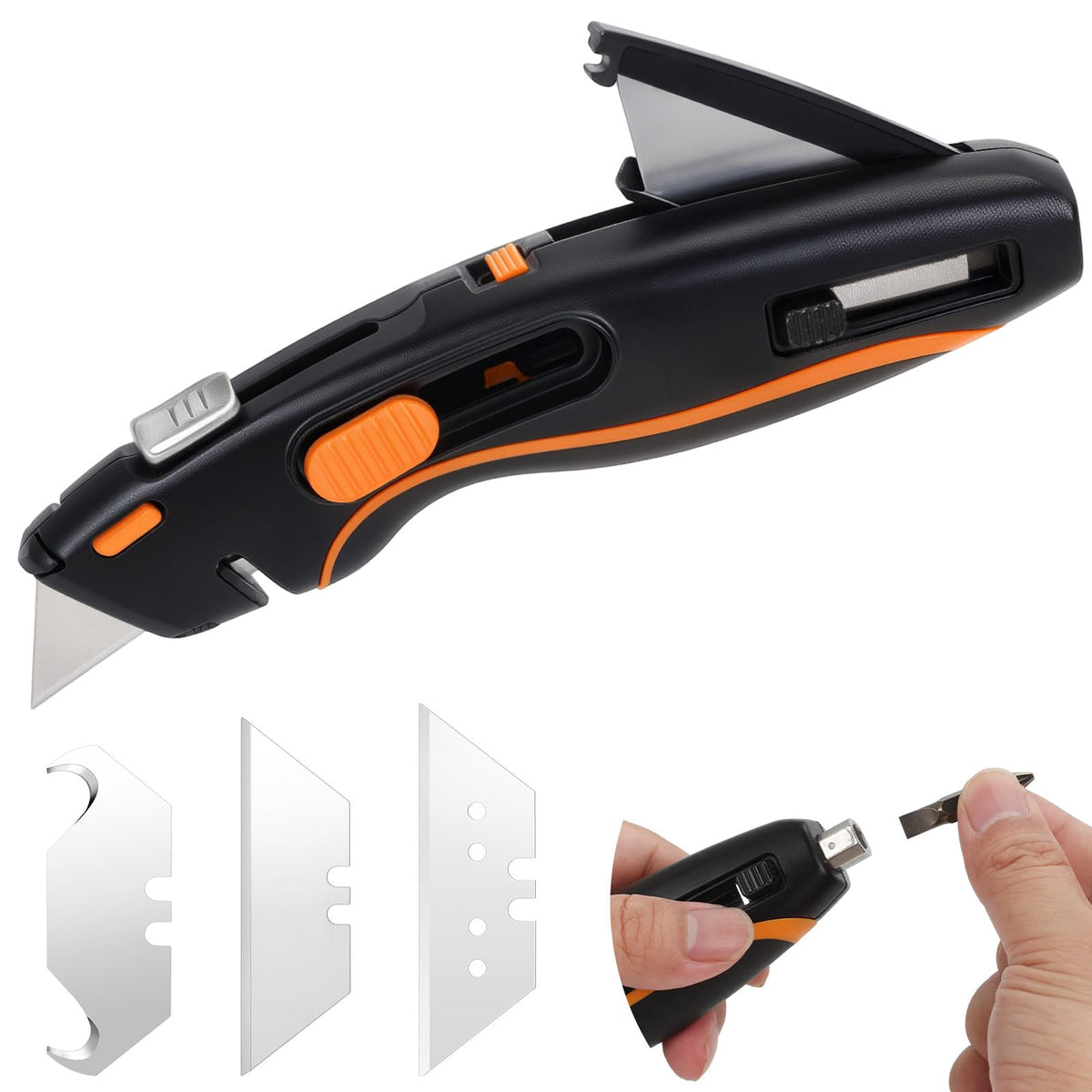 2-in-1 Heavy Duty Utility Knife & Multitool Screwdriver, Retractable Box Cutter