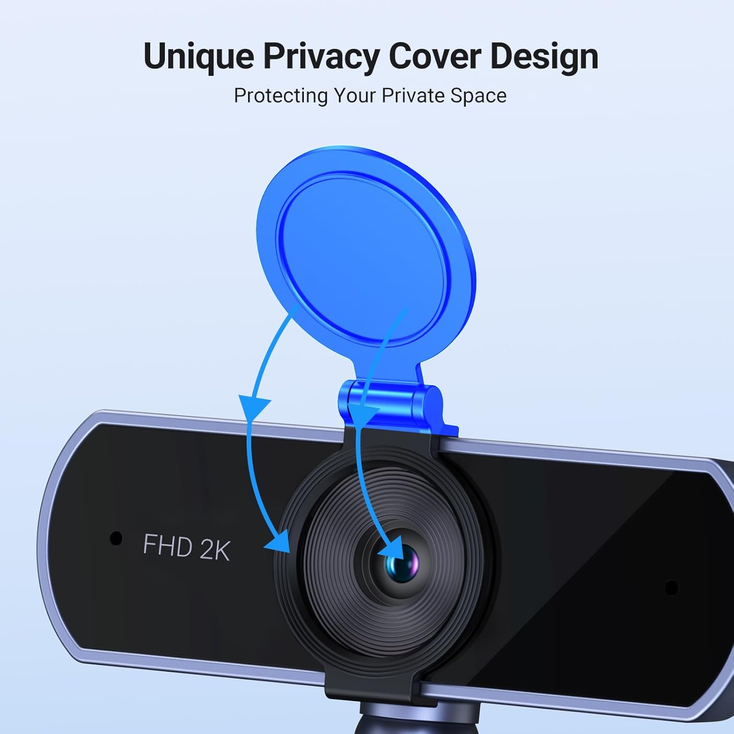 2K Webcam for PC Ultra HD 1080P Computer Webcam with Microphone, PC Camera with Privacy Cover, USB Web Camera for
