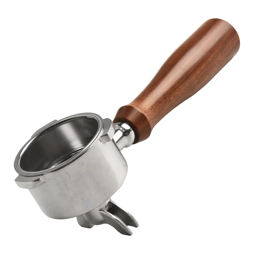 KoiLykke 51mm Double Spout Solid Wood Handle Portafilter with Basket, 3 Ear Design Stainless Steel 304 Compatible with Espresso and Cappuccino for Machines