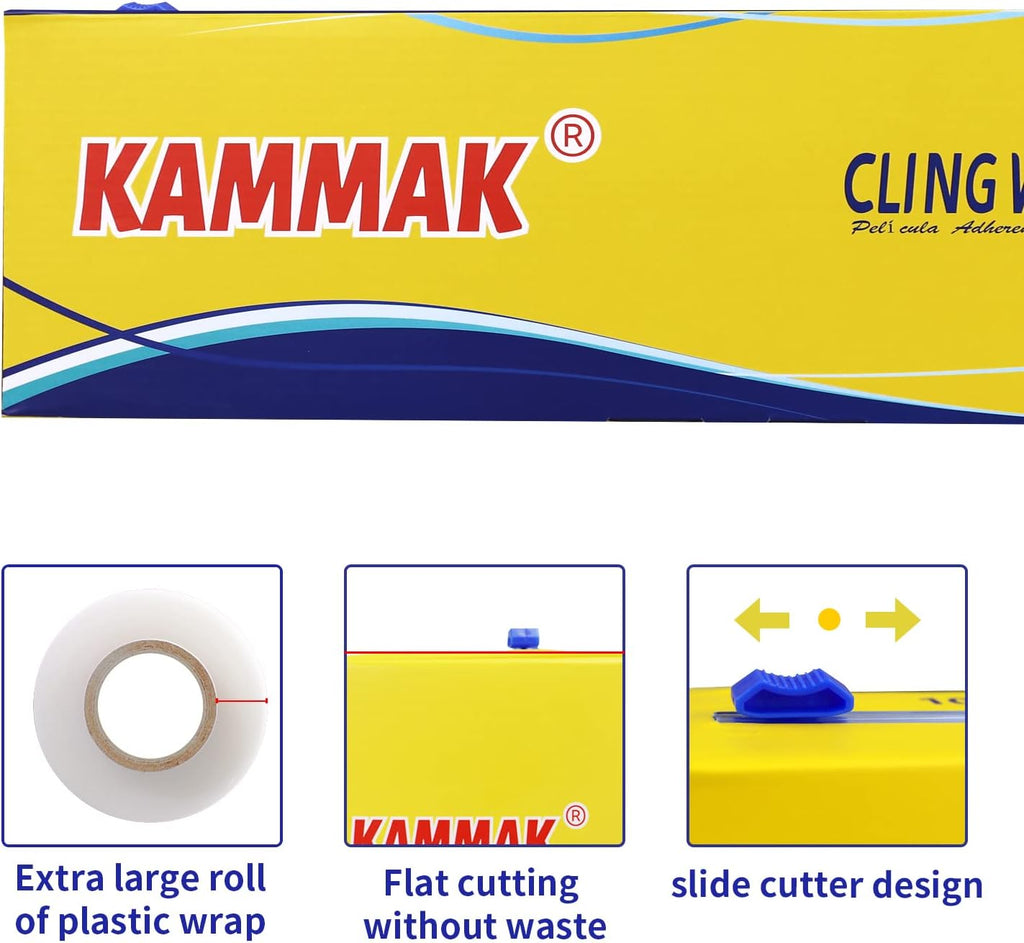 Plastic Wrap Food Cling Wrap with Slide Cutter 15 inch Restaurant Cling Film 2000 Ft Bulk Roll Refillable Food