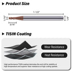 ALYICIA 1/16" Carbide Square End Mills Set 4 Flute HRC55 TISIN Coating 3PCS