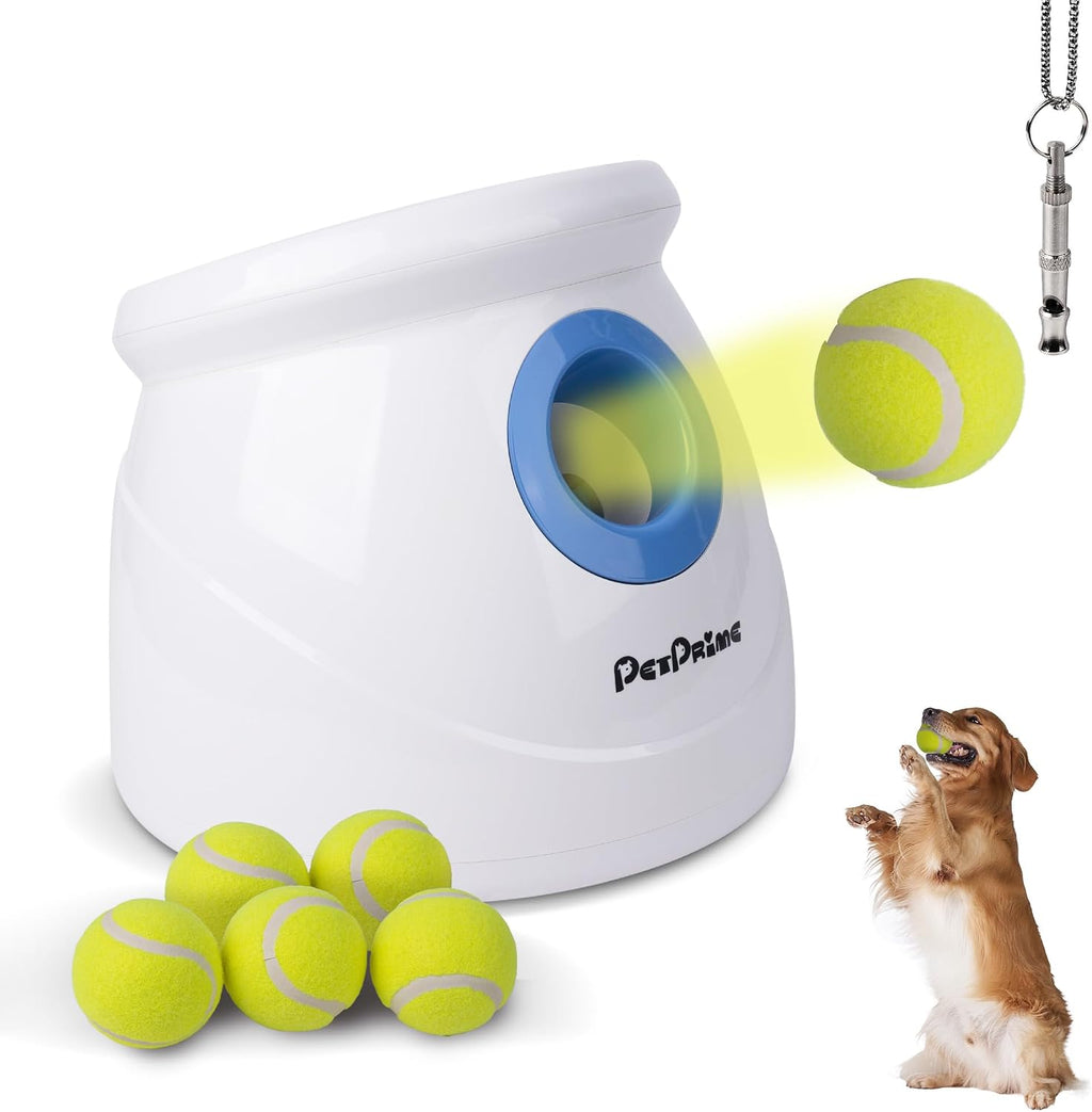 Automatic Ball Launcher for Large Dogs，Adjustable 10-40ft Distance,Rechargeable Dog Ball Thrower with 6 Tennis