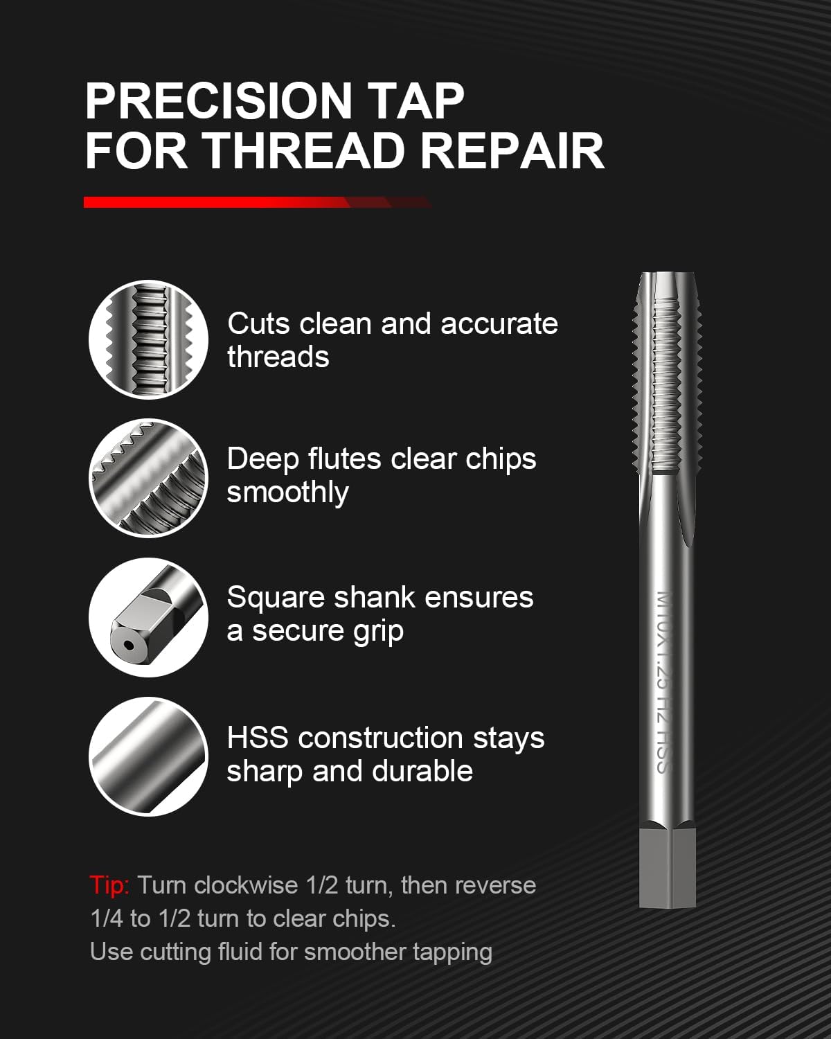 Kolvoii M8x1.25 Thread Repair Kit, 10 Solid 304 Stainless Steel Inserts