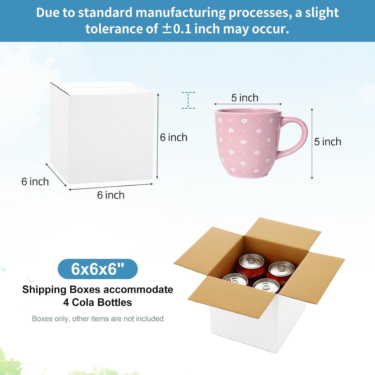 6x6x6 Shipping Boxes Small for Shipping and Gifts, 10 Pack, White