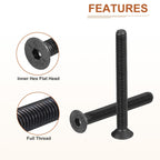 DTGN M4-0.7x30mm Flat Head Socket Cap Screws, 100 Pack Hex Socket Flat Head Screws Carbon Steel Black Oxide, Full Thread, Countersunk Bolts