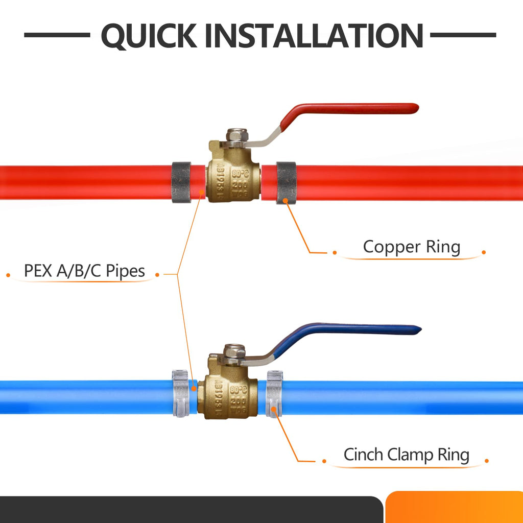 20PC HeSun 1/2" Brass Crimp PEX Ball Valve(VALVE003-20)