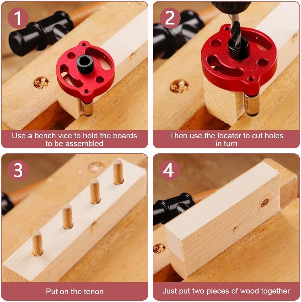 Drill Guide Locator Self Centering Doweling Jig, 3/4/5/6/7/8/9/10mm Self Center Dowel Jig Handheld, Straight Holes
