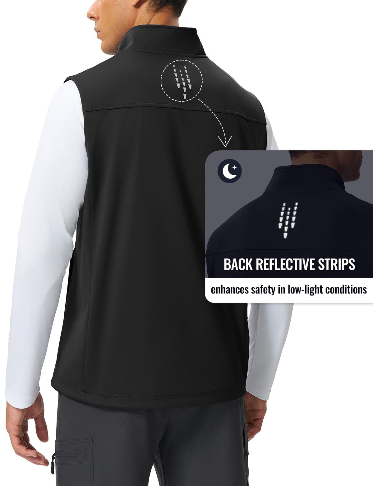 Men's Lightweight Softshell Golf Outdoor Vest Outerwear Black M