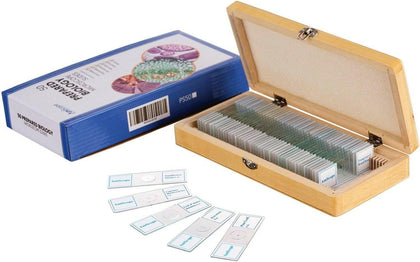PS50 Prepared Microscope Slide Set for Basic Biological Science | 50pc Prepared Slides Professionally Stained &