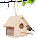 Wooden Bird House Transparent Outdoor Bird House Hanging Nests Box Garden Patio DIY Decorative for Wren Swallow