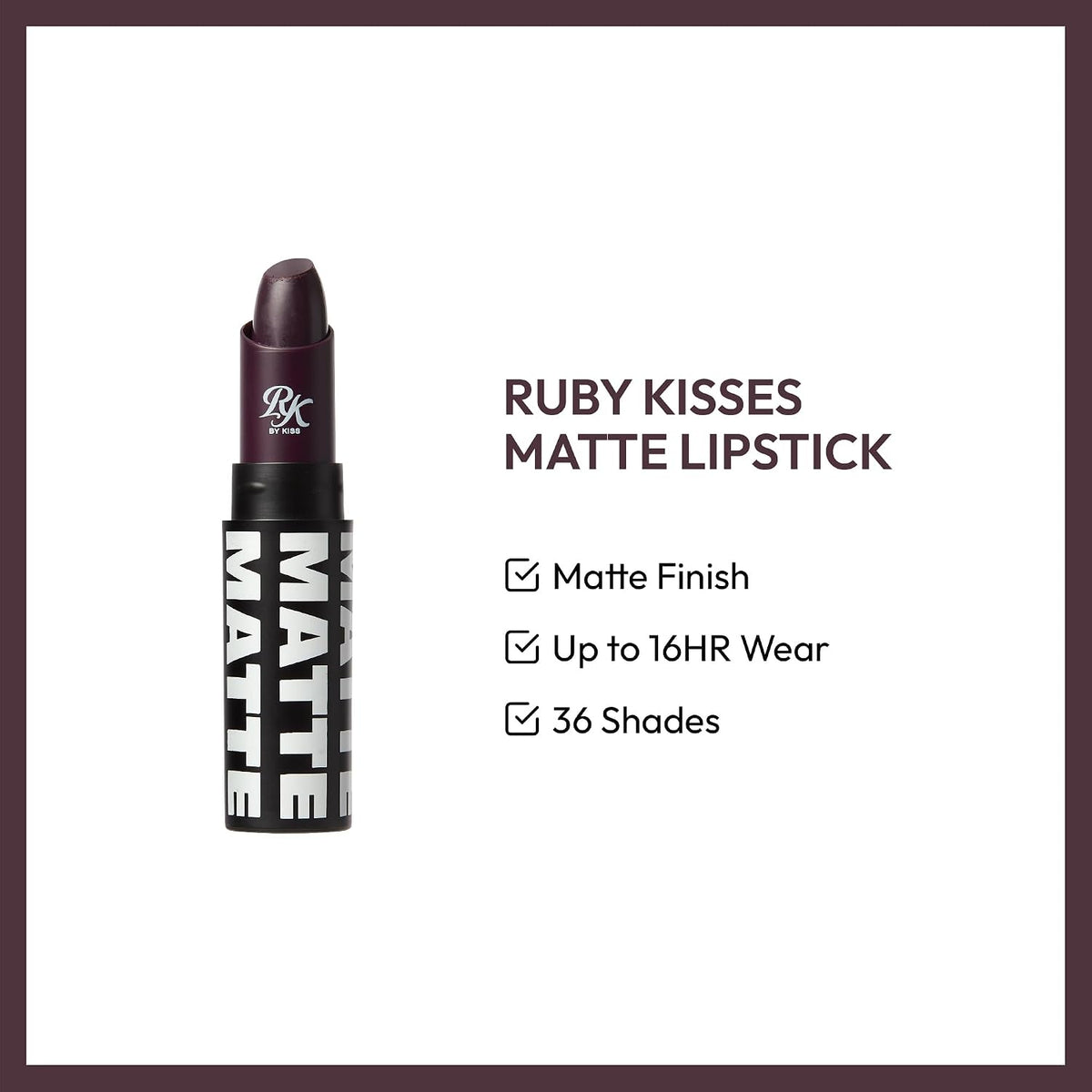 Lipstick, Matte Finish, Long-Lasting, Highly Pigmented, Smooth Apply, Full Coverage Lip Color Makeup (Blackberry)