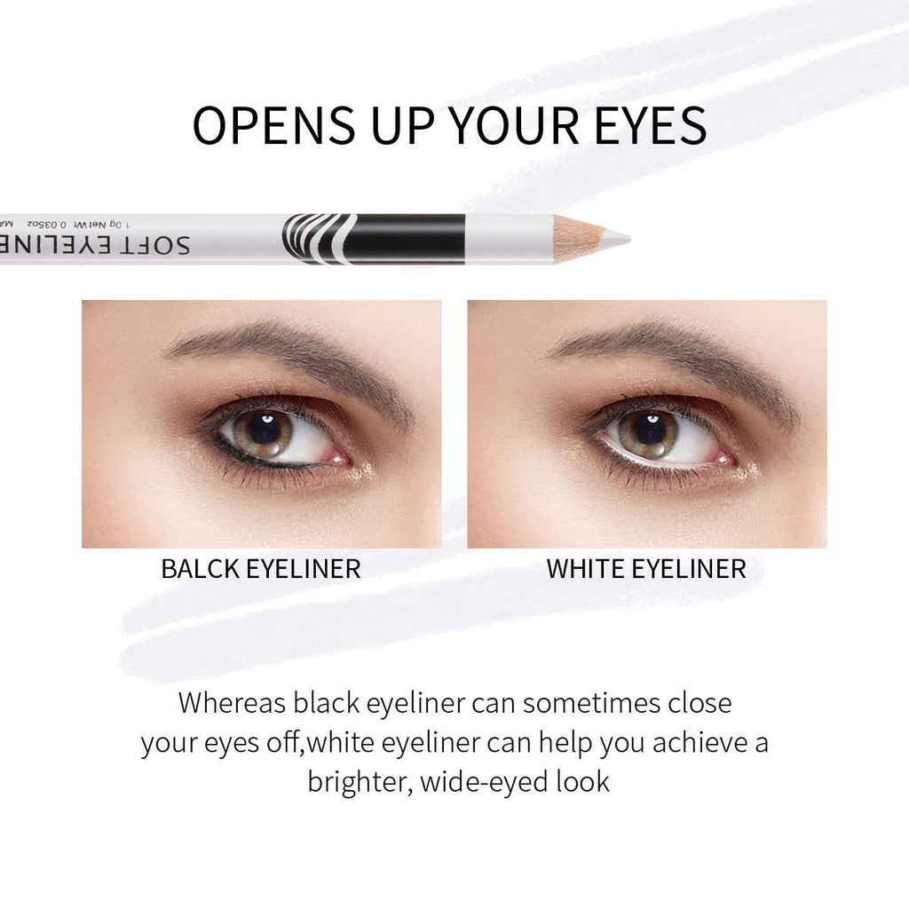 12 PCS White Eyebrow Eyeliner Pencils,White Eyeshadow Makeup Pen,Sweatproof Eye Highlighter Makeup