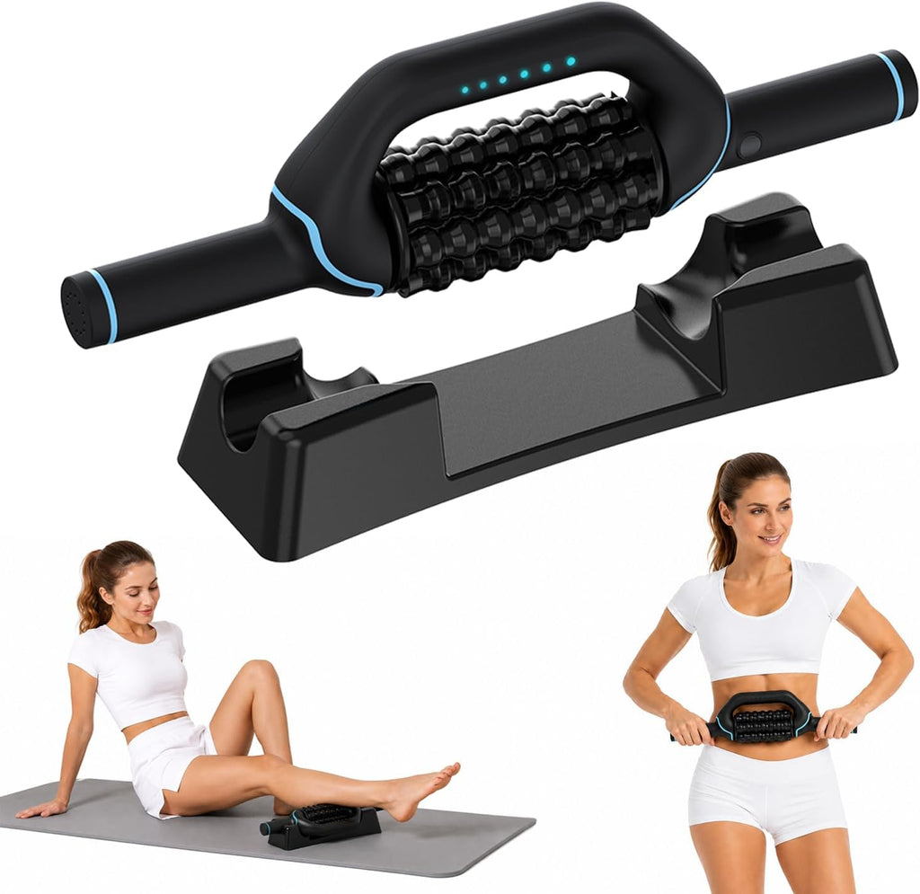 Electric Rolling Percussive Massager, Deep Tissue Muscle Roller & 6 Speeds | Rechargeable Electric Massager with