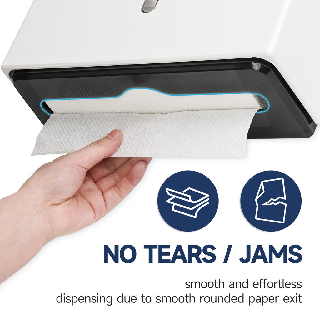 200-Sheet Multifold Paper Towel Dispenser,No-Drill Wall Mount,White