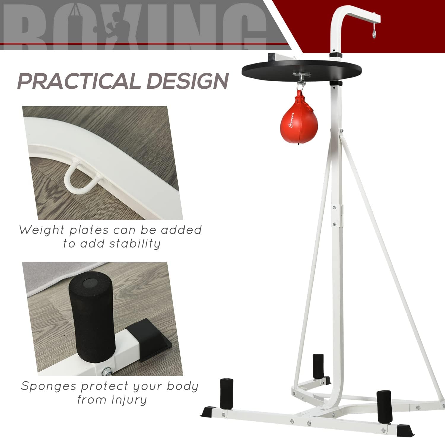 2-in-1 Boxing Training Stand: Heavy Bag & Speedbag Set, Adjustable Height & Weighted Base for Home Gym