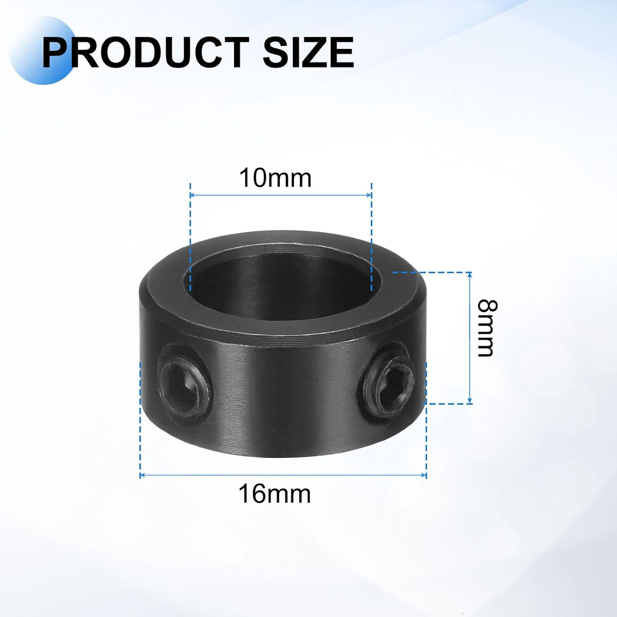 uxcell 4pcs Set-Screw Collars 10mm Bore, 1045 Steel Shaft Collars, 16mm OD, 8mm Width Axle Collar Clamp for Linear Rod Shaft Guide
