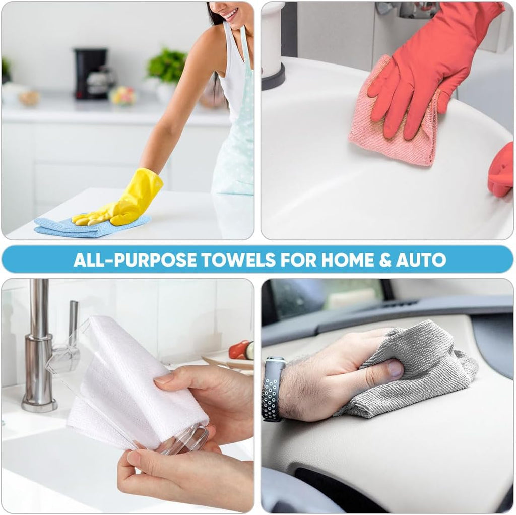 Microfiber Cleaning Cloth Roll, Grey 75PK, Reusable Paper Towels Tear Away Cloth, Microfiber Towels for Cars, Wash
