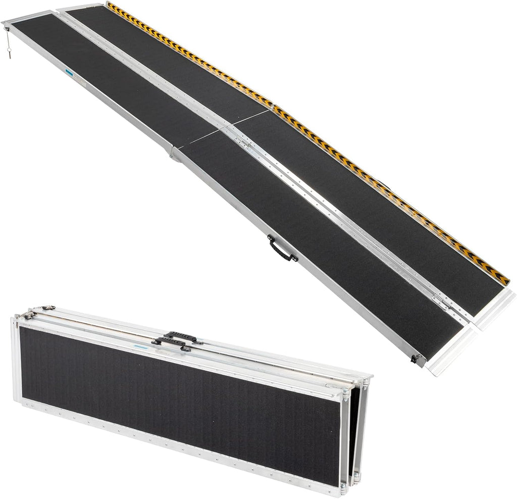 10FT Portable Wheelchair Ramp, Non-Slip Aluminum Folding Handicap Ramp,600 LBS Capacity Door Threshold Ramps for Home