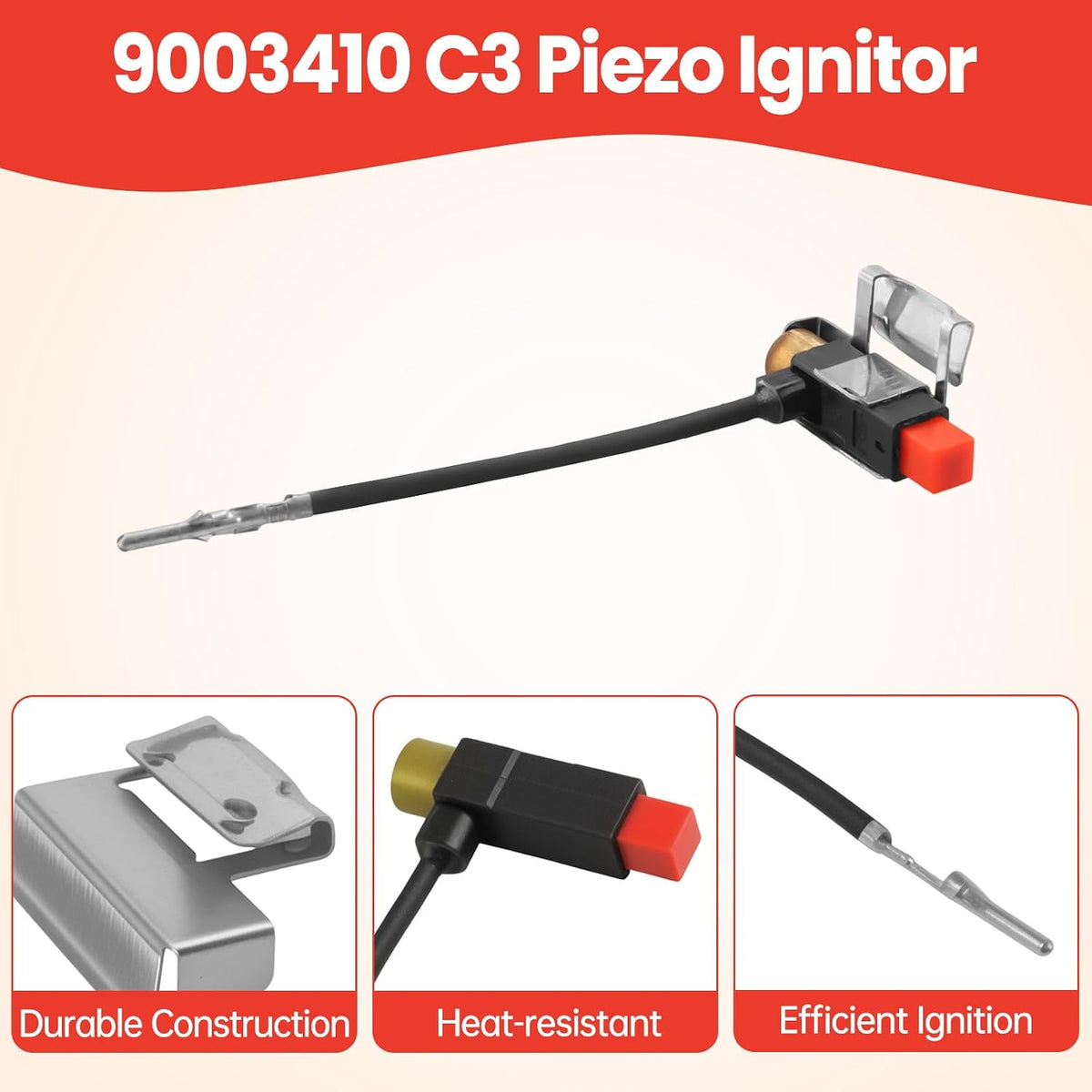 9003410 C3 Piezo Ignitor Assembly with Bracket,SP14410 Water Heater Igniter Replacement for Reliance,FVIR Rheem,Whirlpool,A.0.Smith Gas Water Heater