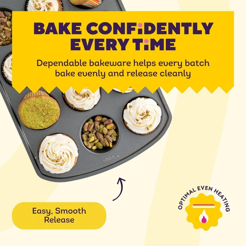 Silver Non-Stick Muffin Pan, Made Without PFAS, 12-Cup