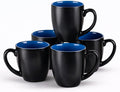 16 oz Coffee Mugs Set of 6, Ceramic Coffee Cups- Blue