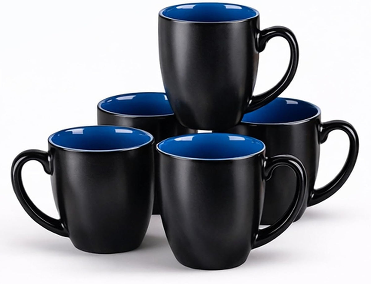 16 oz Coffee Mugs Set of 6, Ceramic Coffee Cups- Blue