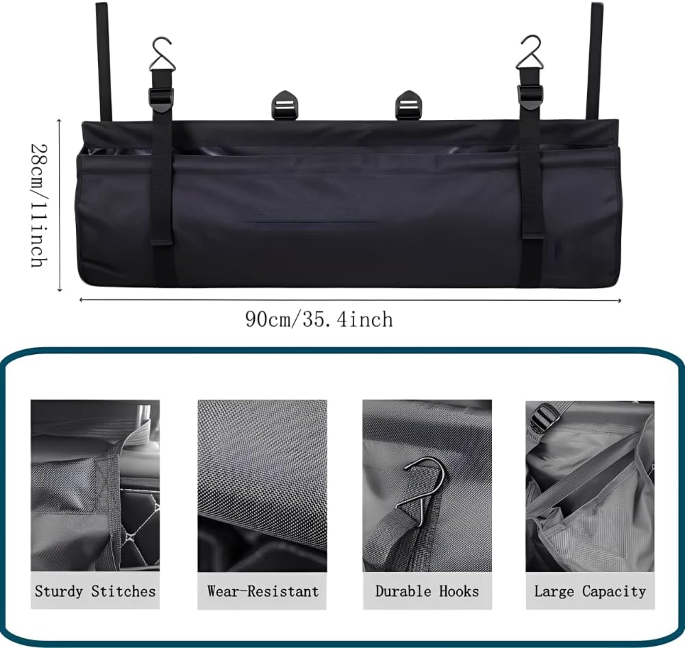 Car Trunk Organizer, Backseat Hanging Large Storage Bag with Adjustable Straps, Wear-Resistant Car Organizers and