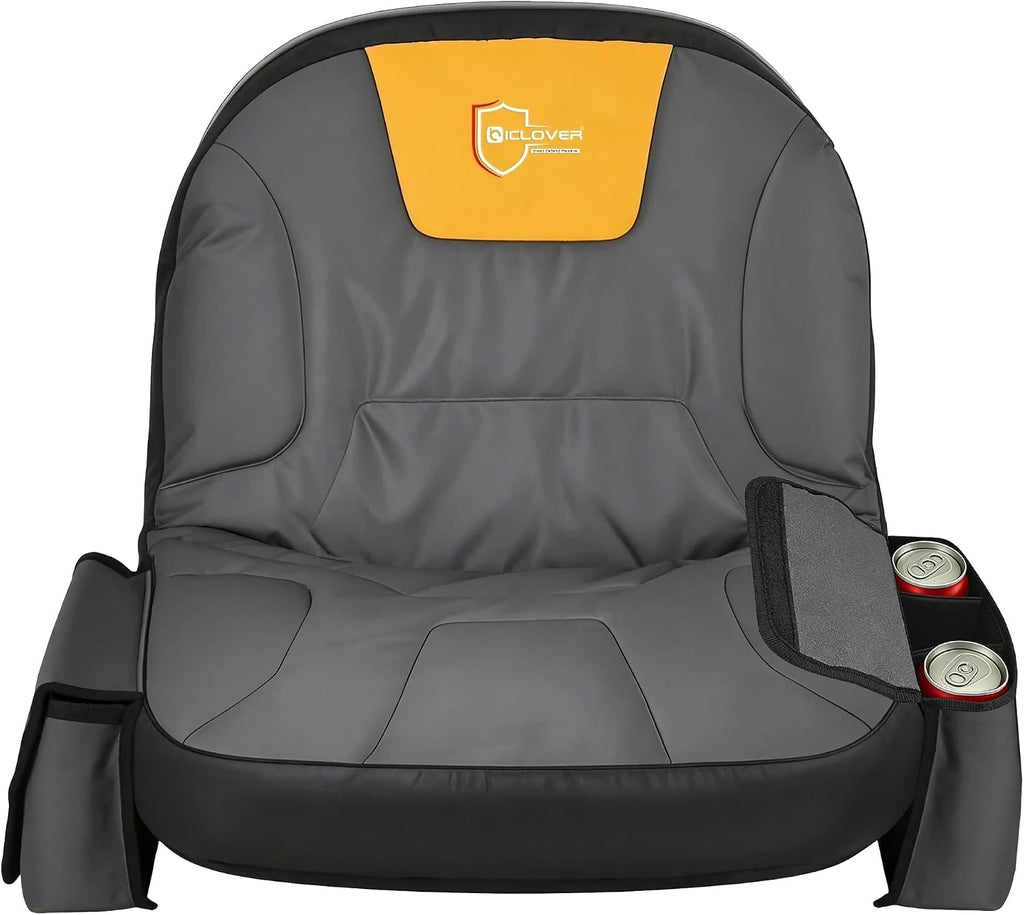 Lawn Mower Seat Cover, Padded Riding Mower Seat Cushion - Medium | 2 Side Drink Pouch, Waterproof Heavy Duty 600D
