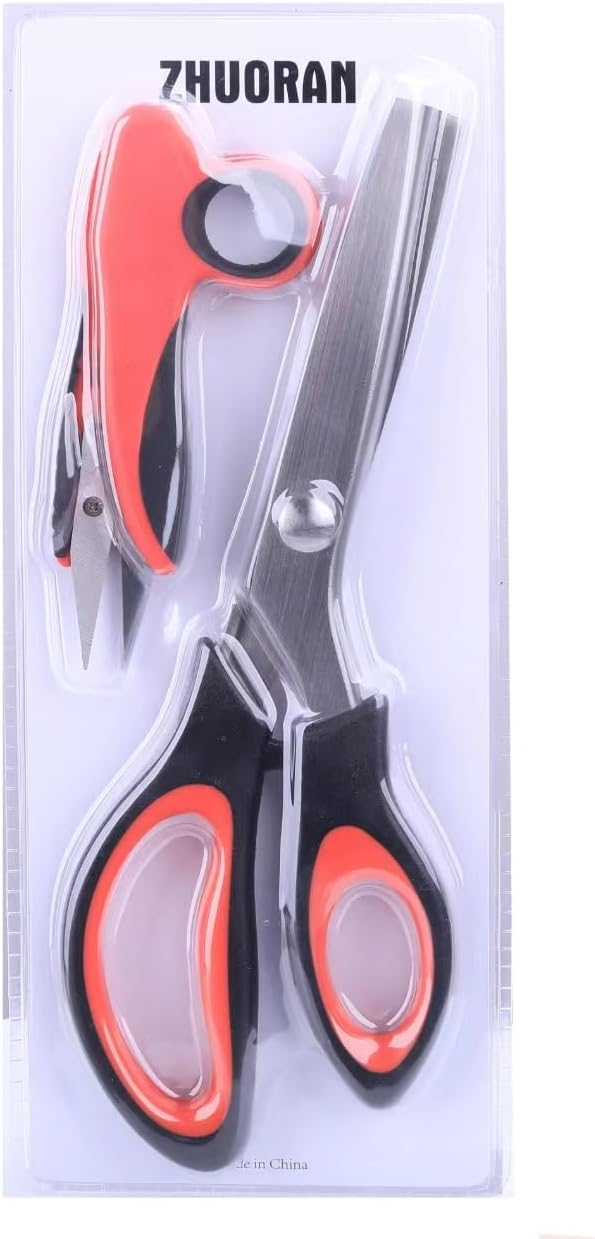 Pinking Shears for Fabric Zigzag Scissors Sharp Stainless Steel Blade Soft and Comfortable Handle Suitable for Right