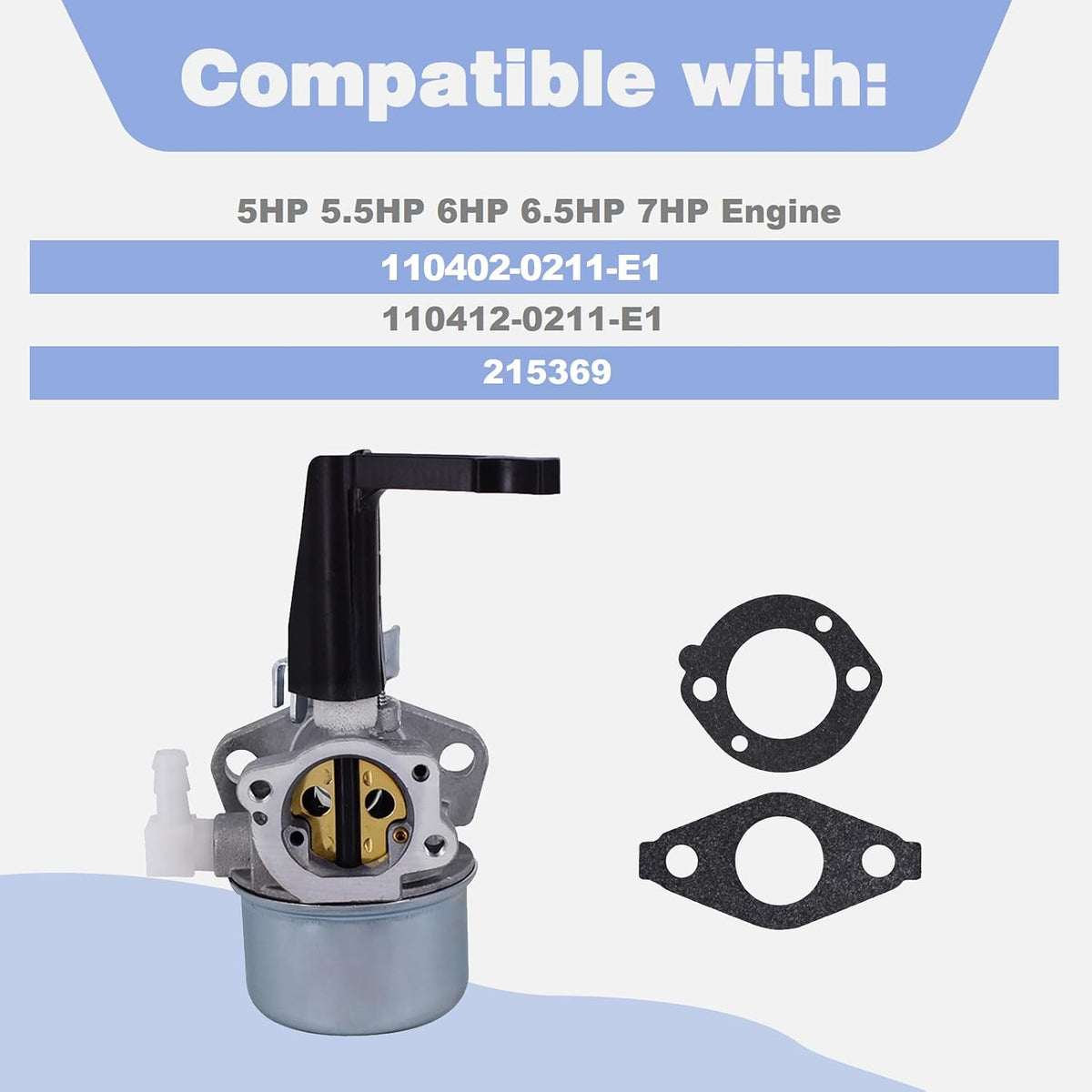 696065 697422 Carburetor Kit Fits for 110402 110412 5HP 5.5HP 6HP 6.5HP 7HP Tiller Engine Carb Rototiller Troy Generator Intek Motor Water Pump Replace Carb
